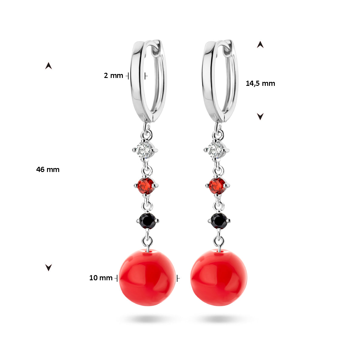 vDam Oorringen Kleursteen Zilver Gerhodineerd 1336683