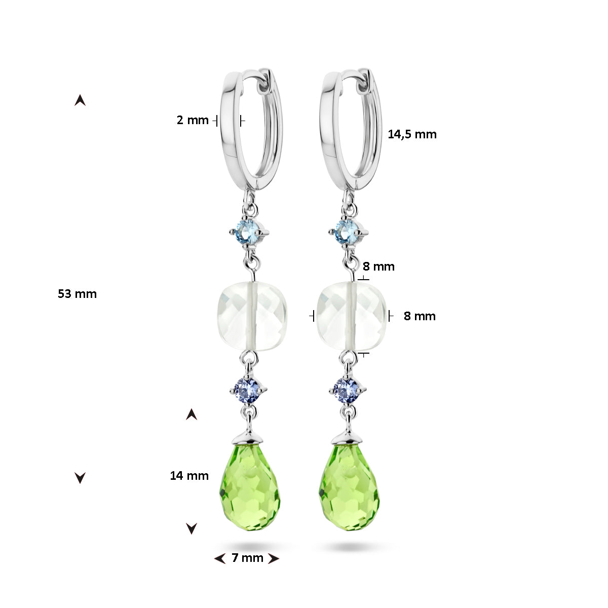 vDam Oorringen Kleursteen Zilver Gerhodineerd 1336685