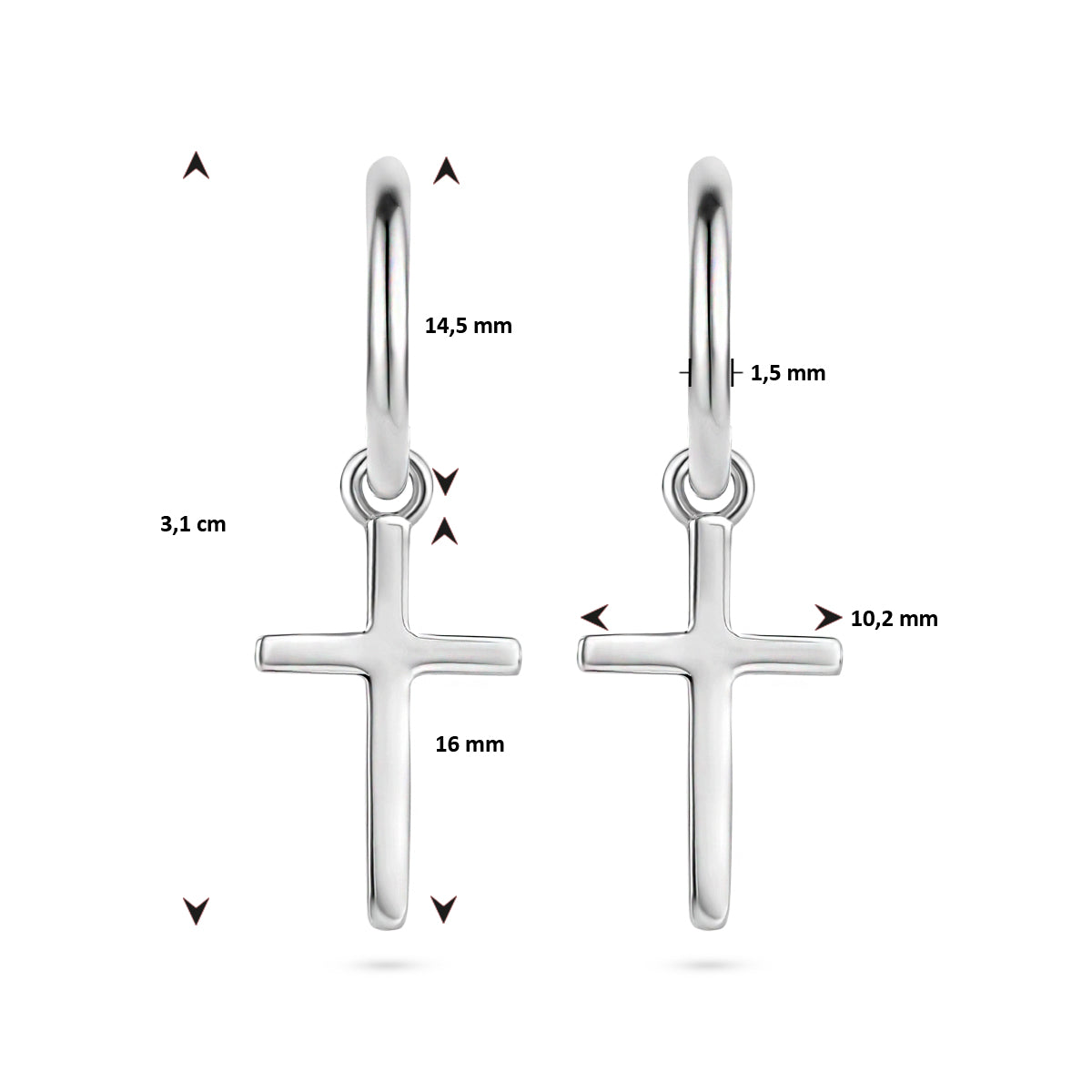 vDam Oorringen Kruis Zilver Gerhodineerd 1334763