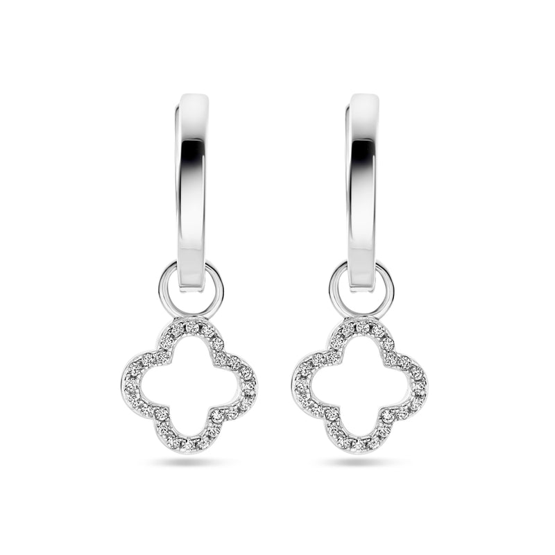 vDam Oorringen Met Hanger Bloem Zirkonia 24 Mm Zilver Gerhodineerd 1339245