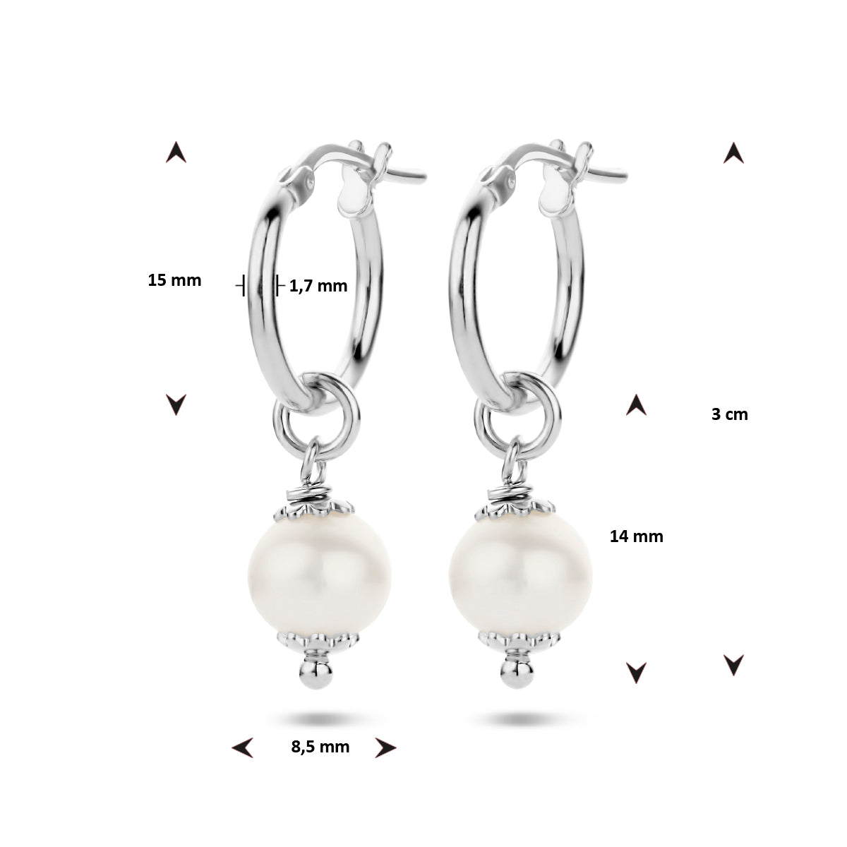 vDam Oorringen Parel Zilver Gerhodineerd 1335361