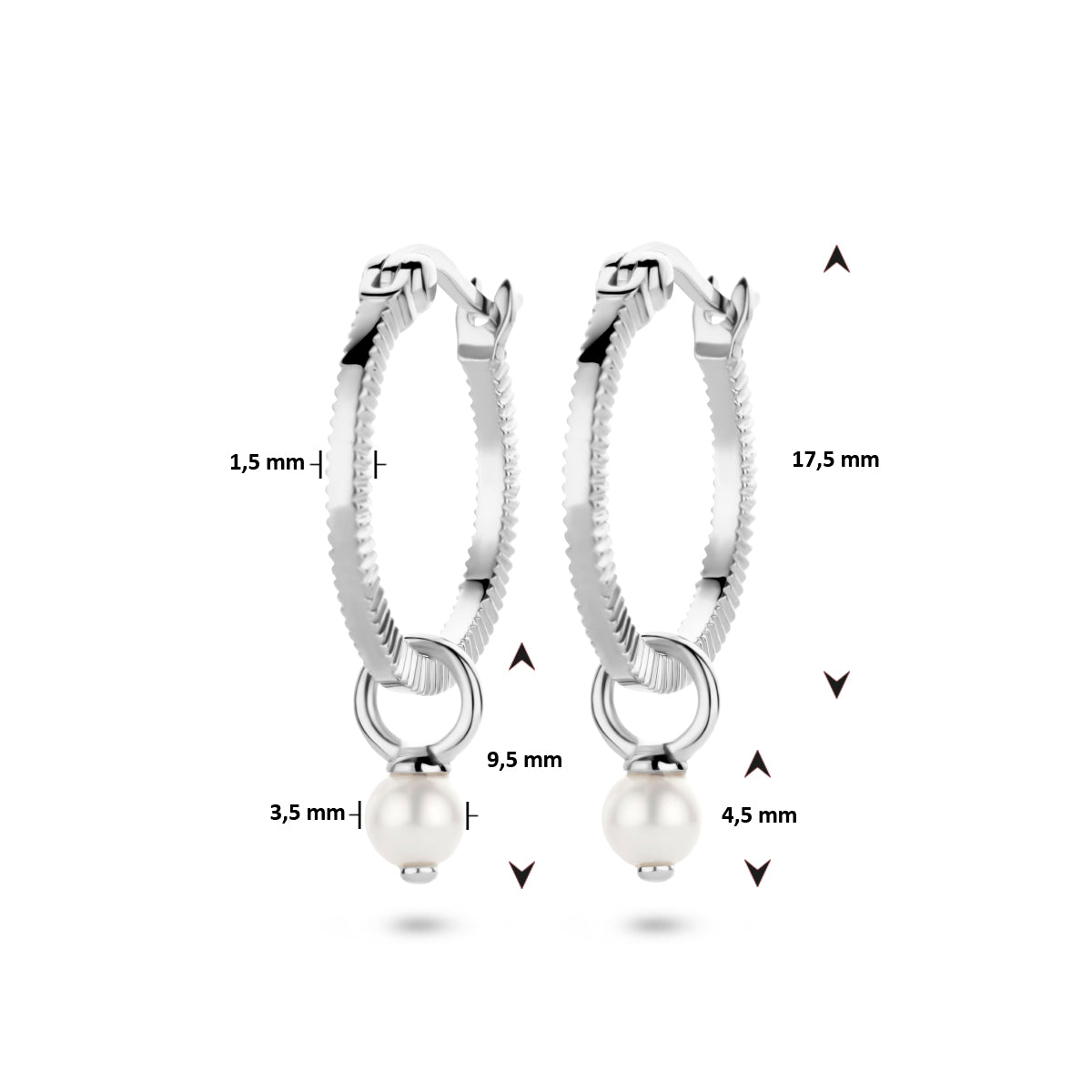 vDam Oorringen Parel Zilver Gerhodineerd 1335722