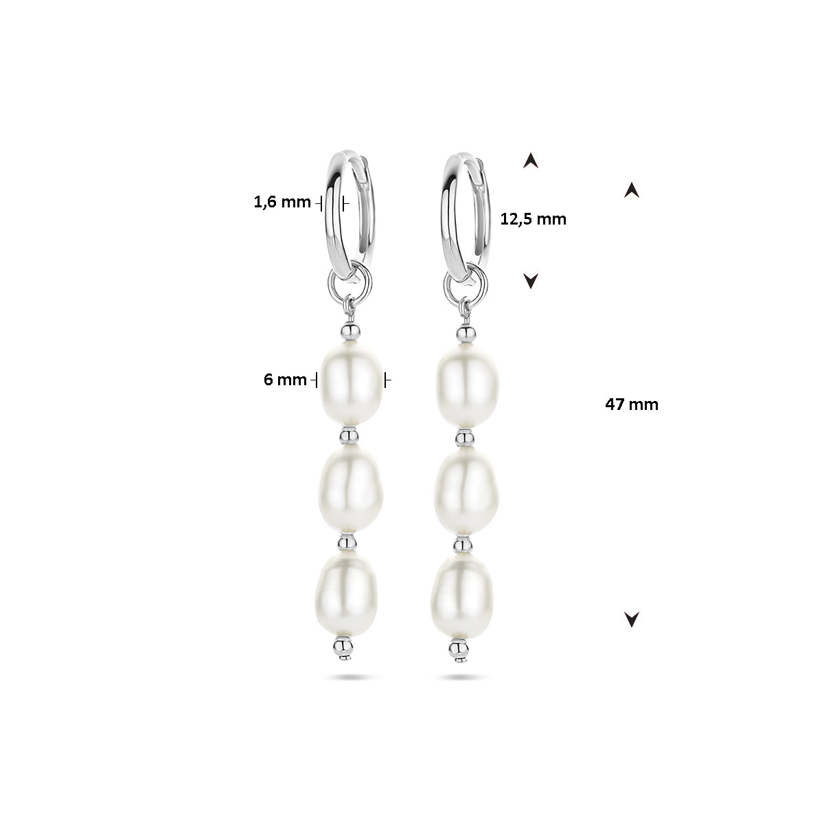 vDam Oorringen Parel Zilver Gerhodineerd 1336930