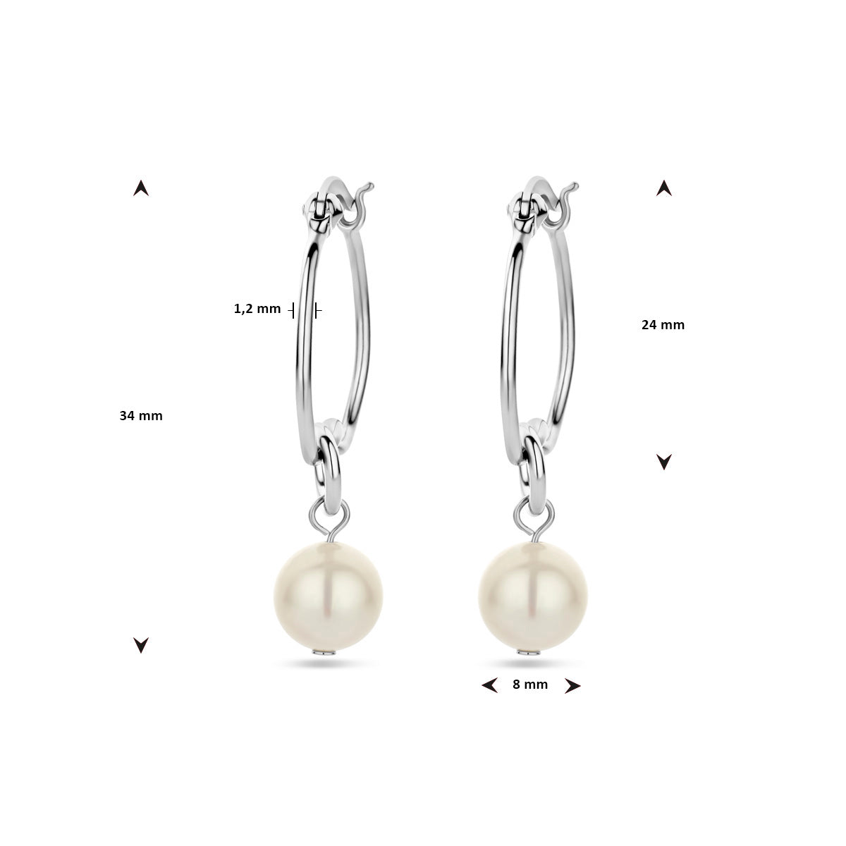 vDam Oorringen Parel Zilver Gerhodineerd 1338039