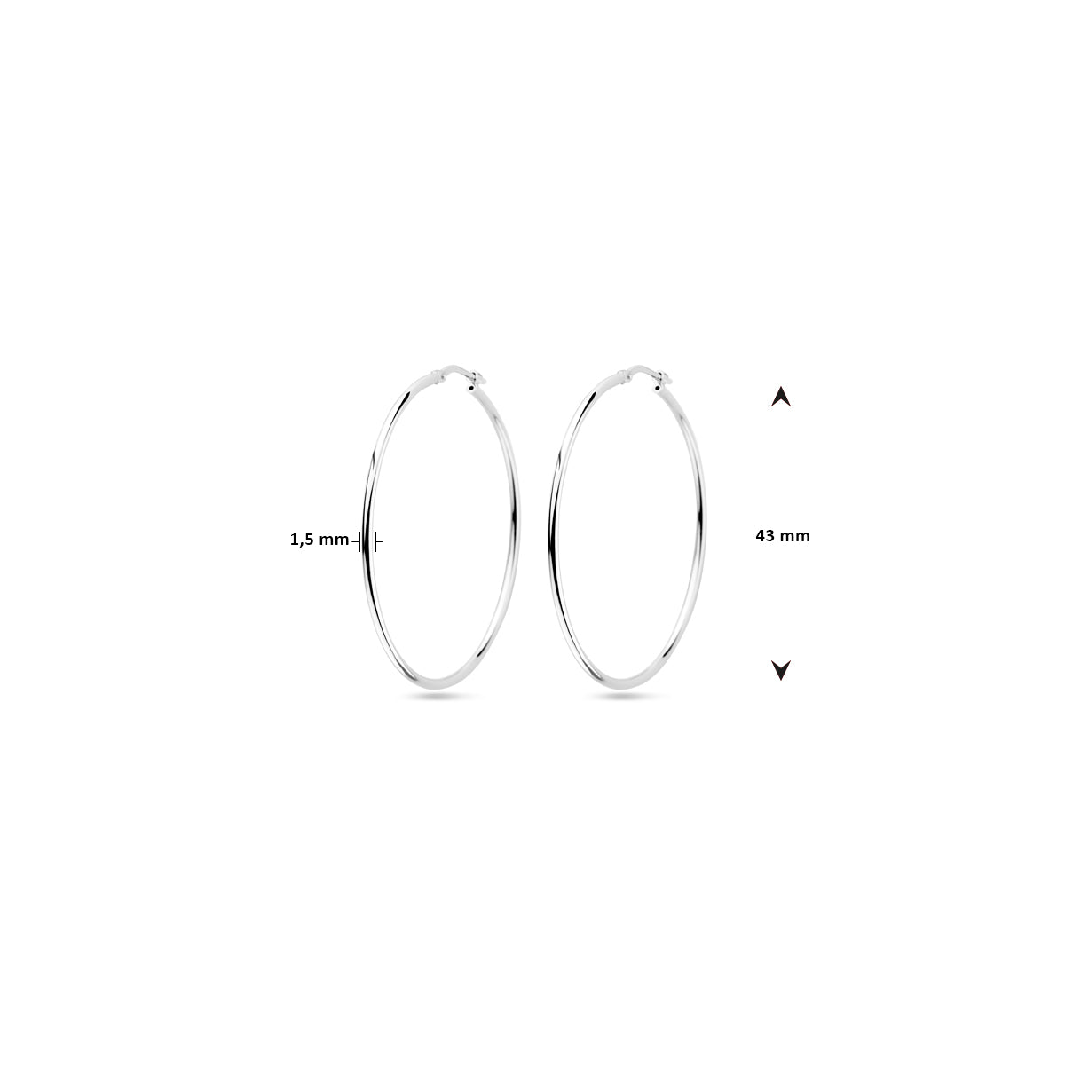vDam Oorringen Ronde Buis 1,5 Mm Zilver Gerhodineerd 1338032