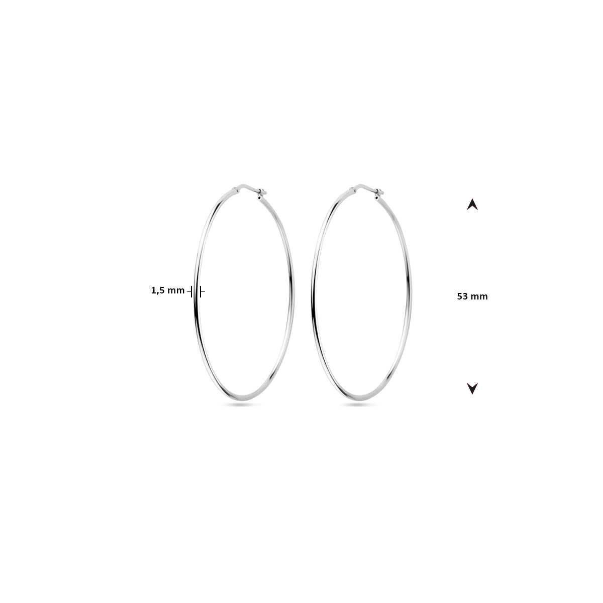 vDam Oorringen Ronde Buis 1,5 Mm Zilver Gerhodineerd 1338033