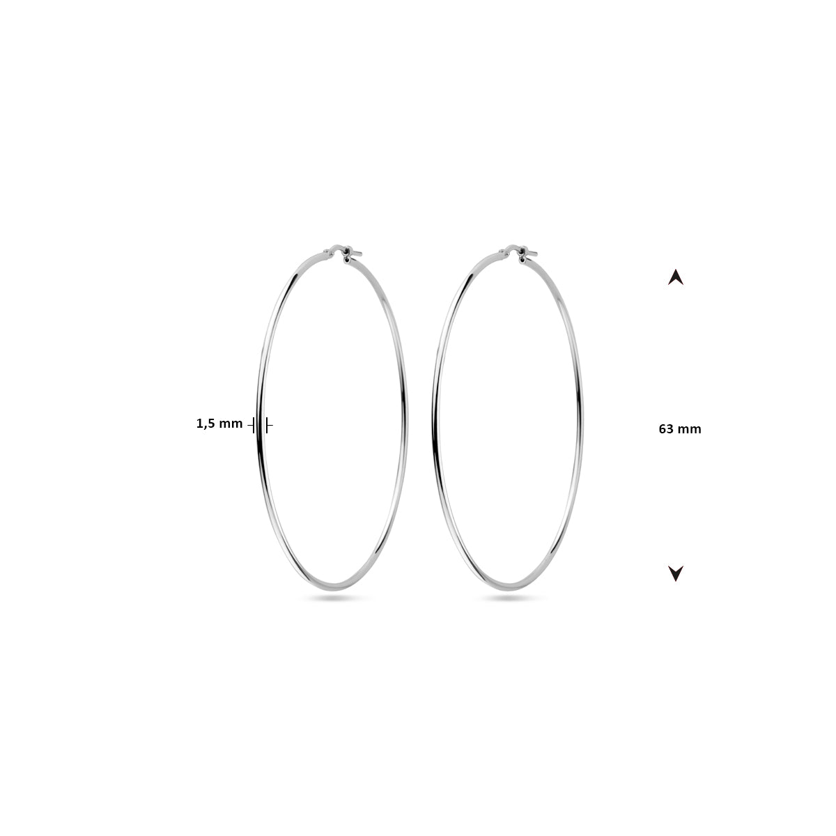 vDam Oorringen Ronde Buis 1,5 Mm Zilver Gerhodineerd 1338034