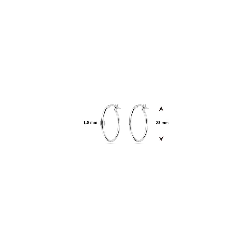 vDam Oorringen Ronde Buis 1,5 Mm Zilver Wit 1021861