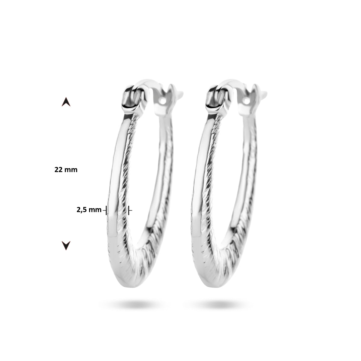 vDam Oorringen Scratch Motief Zilver Gerhodineerd 1335723