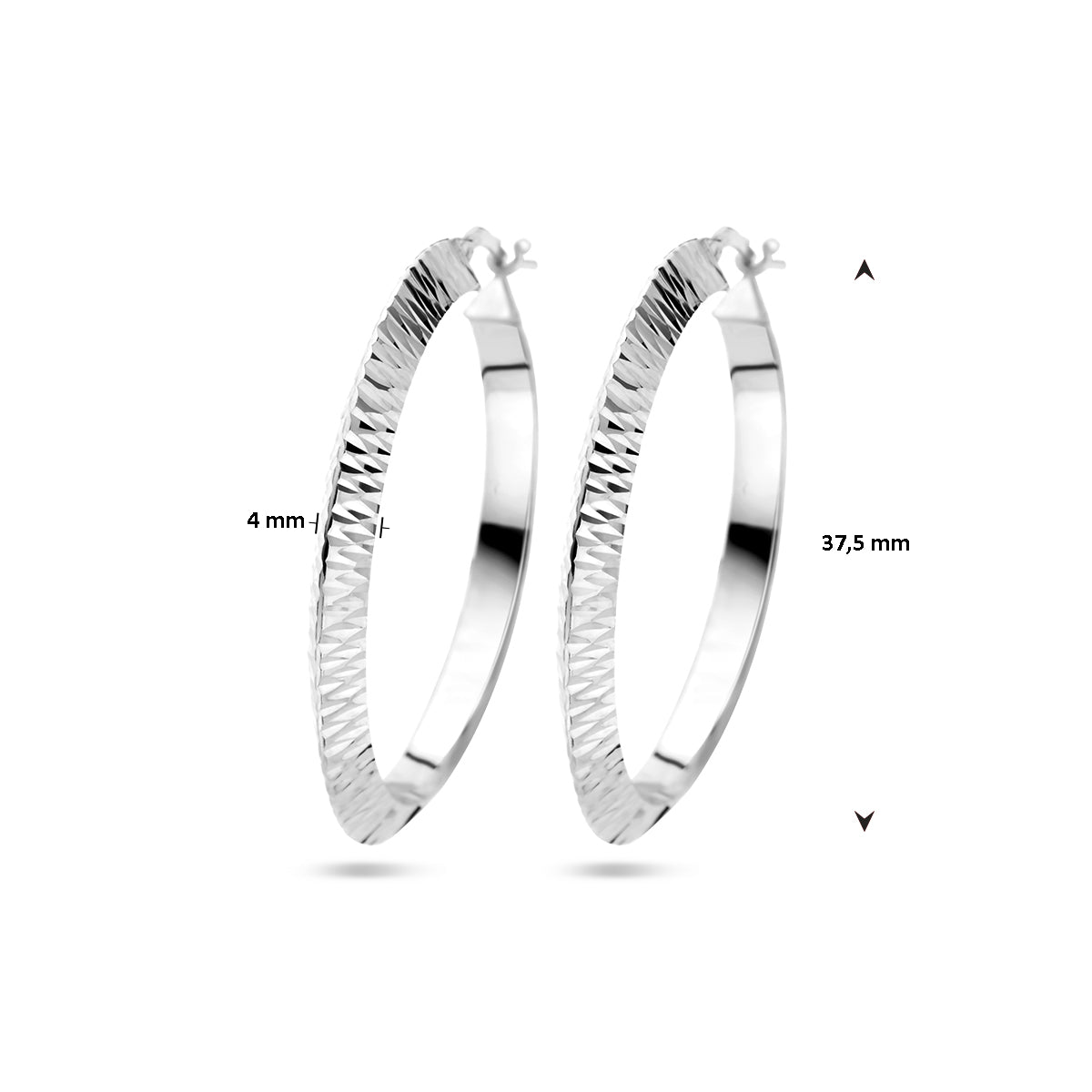 vDam Oorringen Spitse Buis Gediamanteerd Zilver Gerhodineerd 1336874