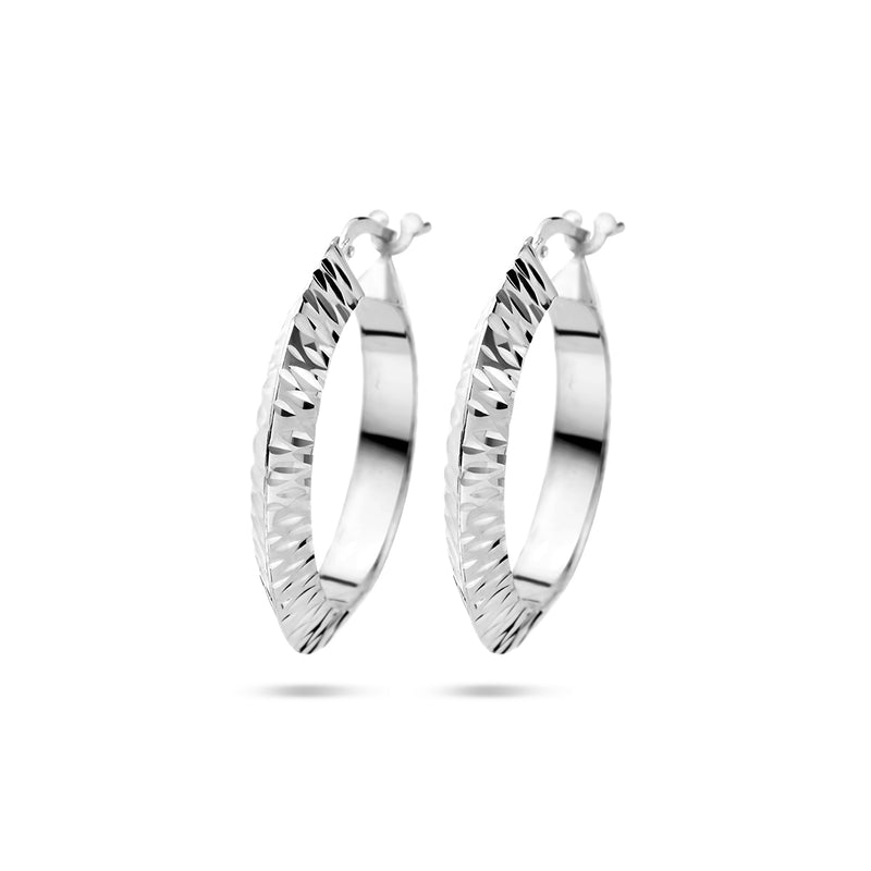 vDam Oorringen Spitse Buis Gediamanteerd Zilver Gerhodineerd 1337467