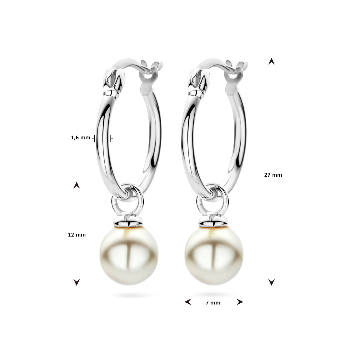 vDam Oorringen Synth Parel Zilver Gerhodineerd 1338464