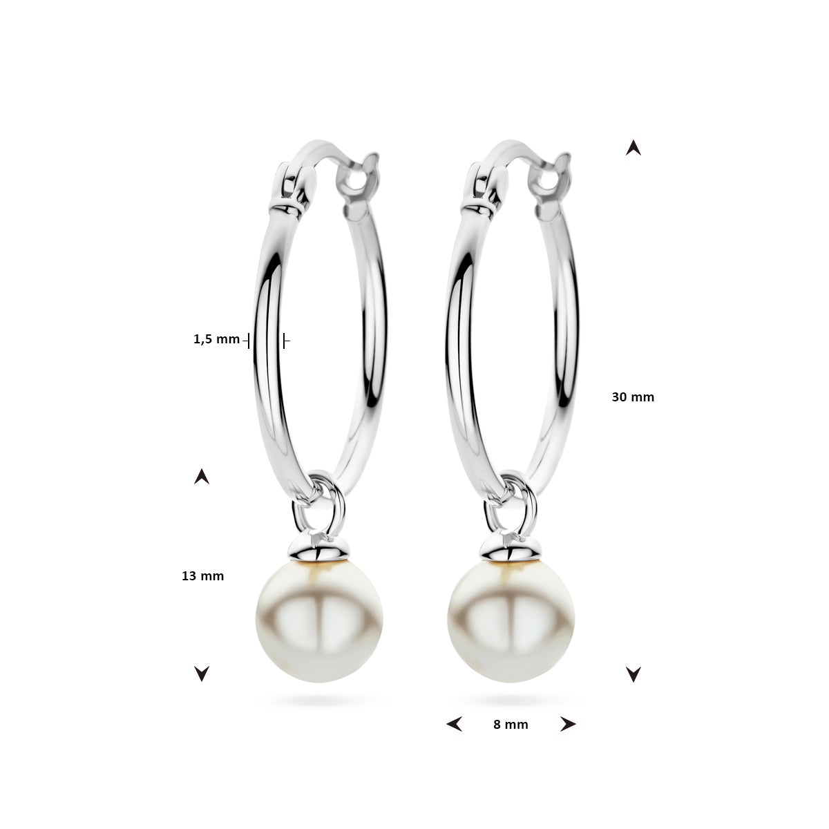 vDam Oorringen Synth Parel Zilver Gerhodineerd 1338466