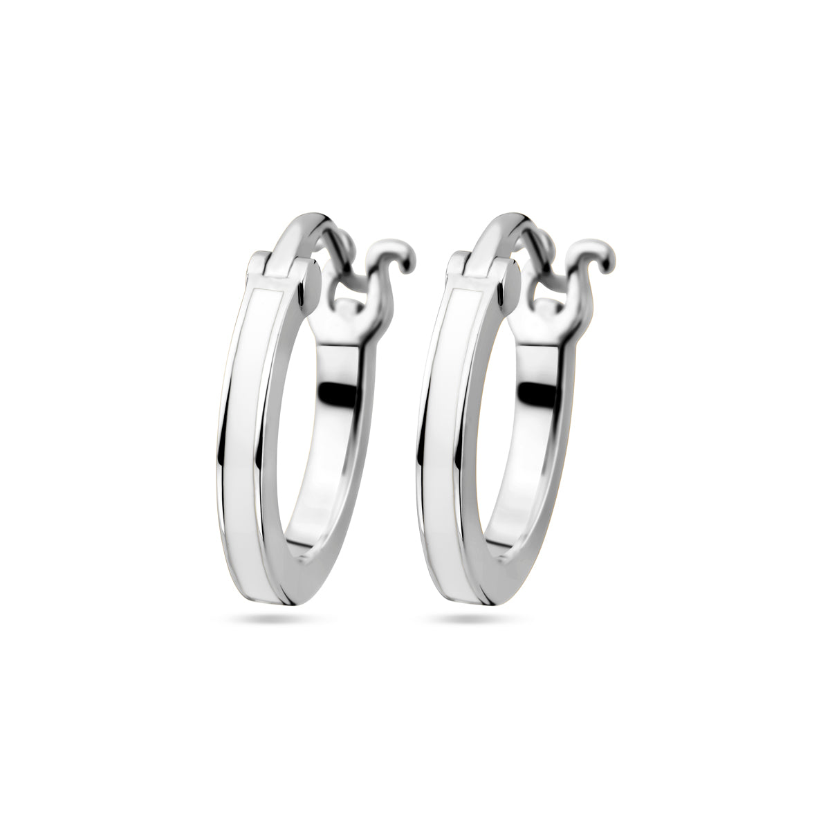 vDam Oorringen Wit Emaille Zilver Gerhodineerd 1338927