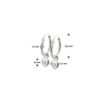 vDam Oorringhangers Hart Strass Zilver Wit 1019458