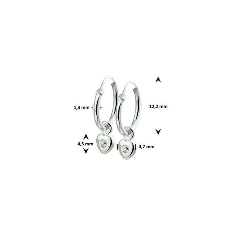 vDam Oorringhangers Hart Strass Zilver Wit 1019458