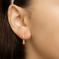 vDam Oorringhangers Lieveheersbeestje Zilver Wit 1019453