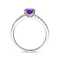 vDam Ring Amethist En Zirkonia Zilver Gerhodineerd 1338414 Maat 17¾