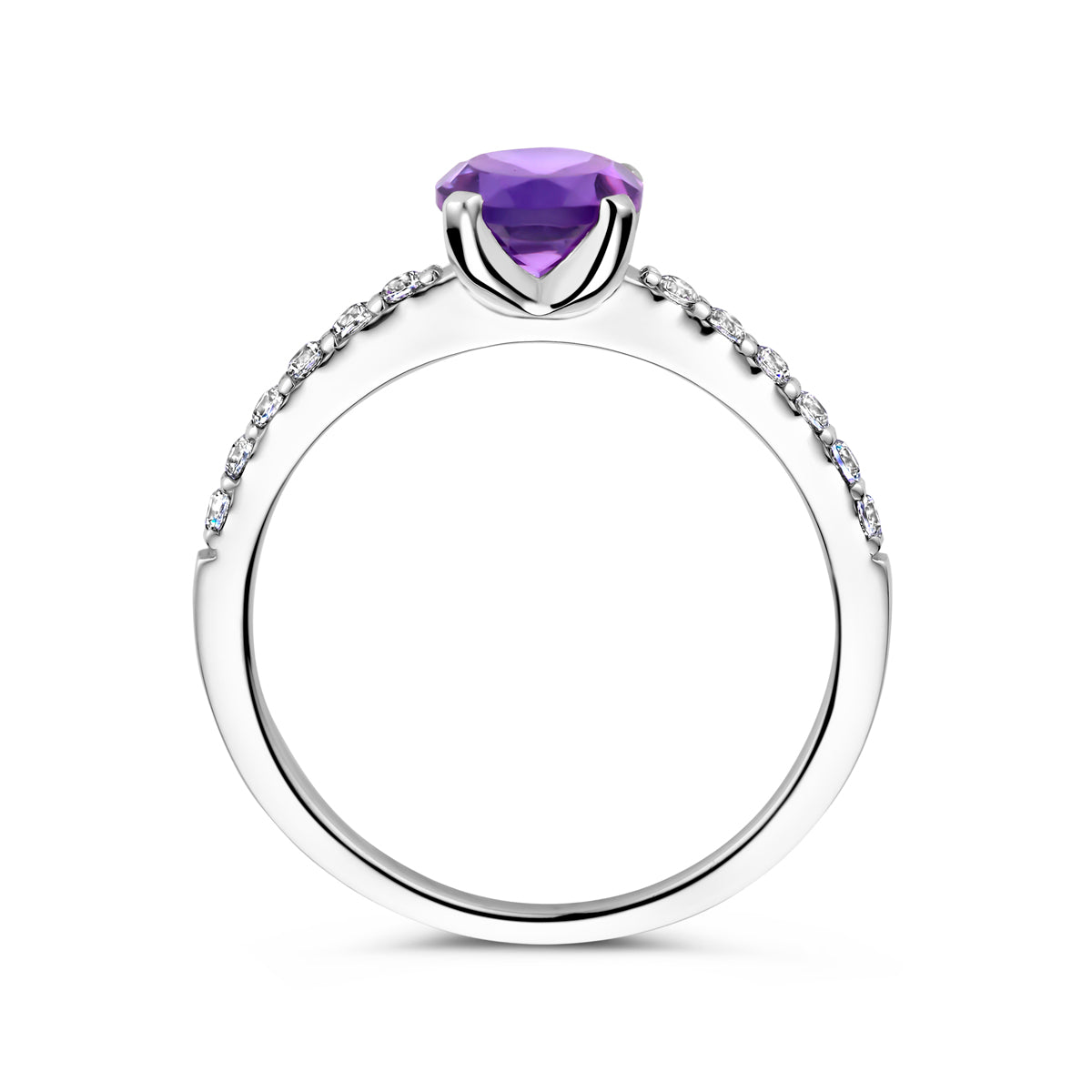 vDam Ring Amethist En Zirkonia Zilver Gerhodineerd 1338415 Maat 18½