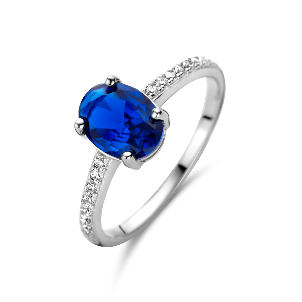 vDam Ring Blauw En Wit Zirkonia Zilver Gerhodineerd 1335857