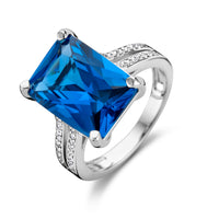 vDam Ring Blauw En Wit Zirkonia Zilver Gerhodineerd 1336044