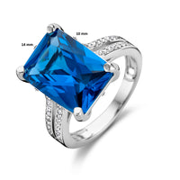 vDam Ring Blauw En Wit Zirkonia Zilver Gerhodineerd 1336045 Maat 17¼