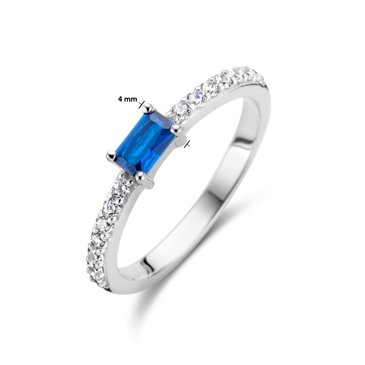 vDam Ring Blauw En Wit Zirkonia Zilver Gerhodineerd 1336073 Maat 17¼