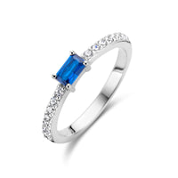 vDam Ring Blauw En Wit Zirkonia Zilver Gerhodineerd 1336073