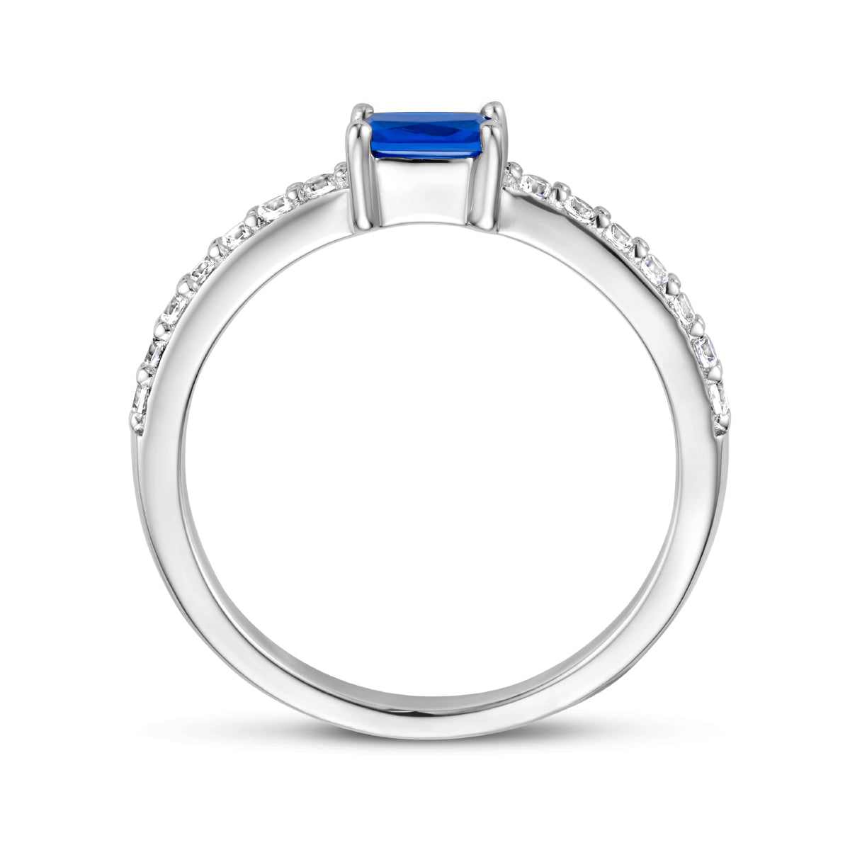 vDam Ring Blauw En Wit Zirkonia Zilver Gerhodineerd 1336074 Maat 17¾
