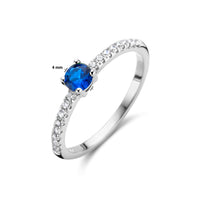 vDam Ring Blauw En Wit Zirkonia Zilver Gerhodineerd 1336106 Maat 16