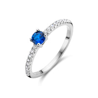 vDam Ring Blauw En Wit Zirkonia Zilver Gerhodineerd 1336109
