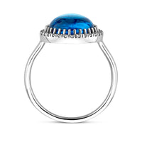 vDam Ring Blauw Topaas En Zirkonia Halo Zilver Gerhodineerd 1337904 Maat 16½