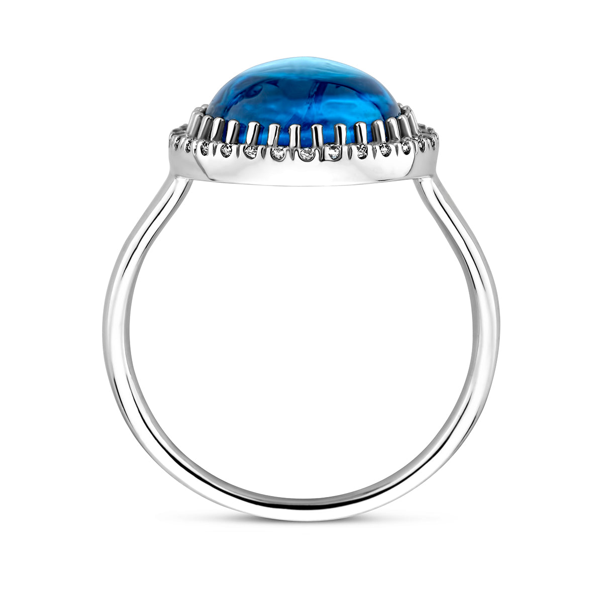 vDam Ring Blauw Topaas En Zirkonia Halo Zilver Gerhodineerd 1337904 Maat 16½
