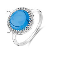 vDam Ring Blauw Topaas En Zirkonia Halo Zilver Gerhodineerd 1337905 Maat 17