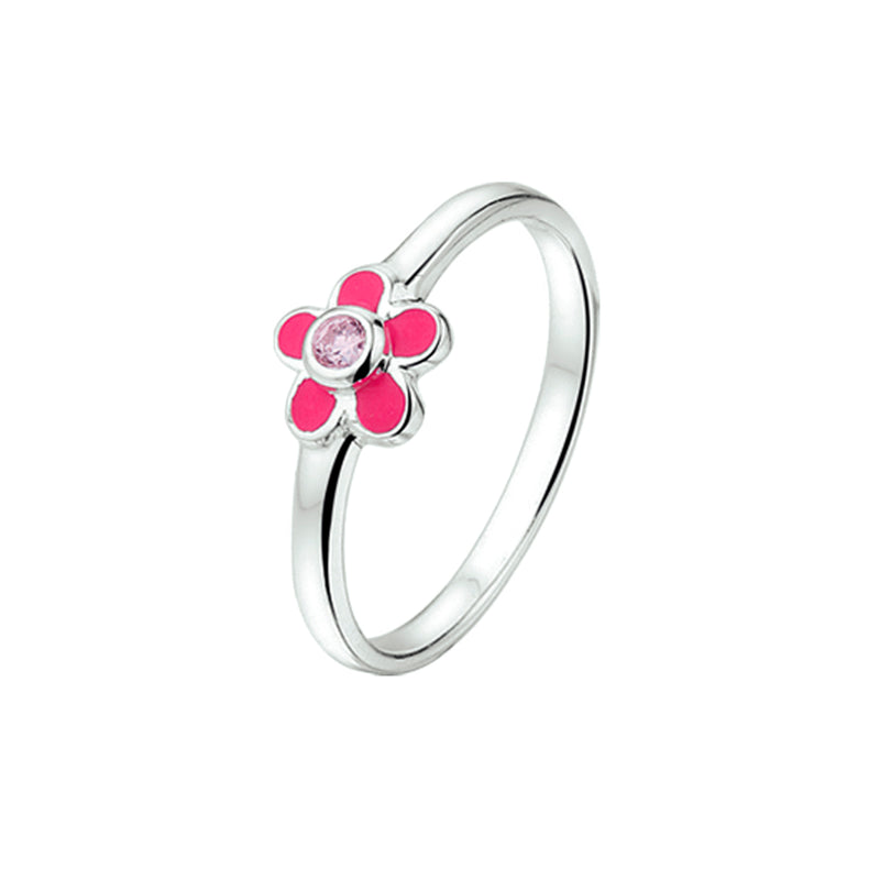 vDam Ring Bloem En Roze Zirkonia Zilver Wit 1020320