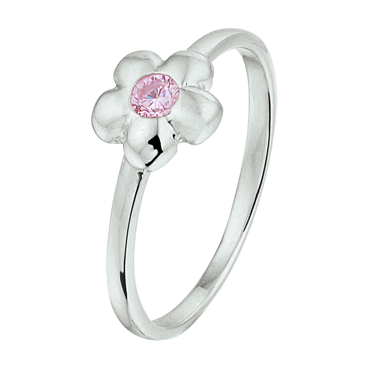 vDam Ring Bloem Roze Zirkonia Zilver Gerhodineerd 1328929