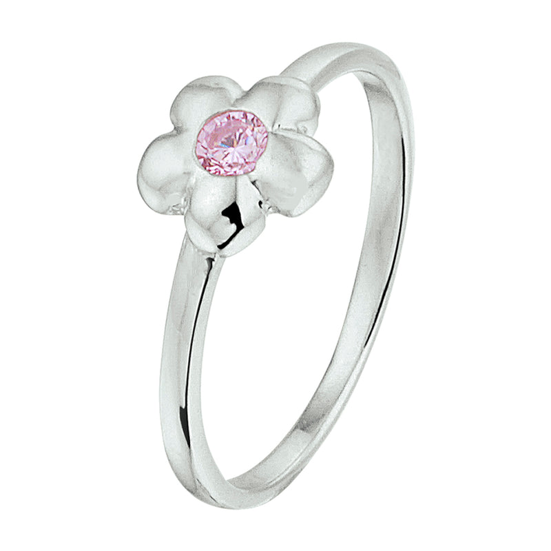 vDam Ring Bloem Roze Zirkonia Zilver Gerhodineerd 1328929