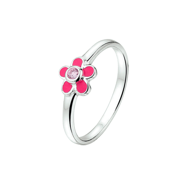vDam Ring Bloem Roze Zirkonia Zilver Gerhodineerd 1329358