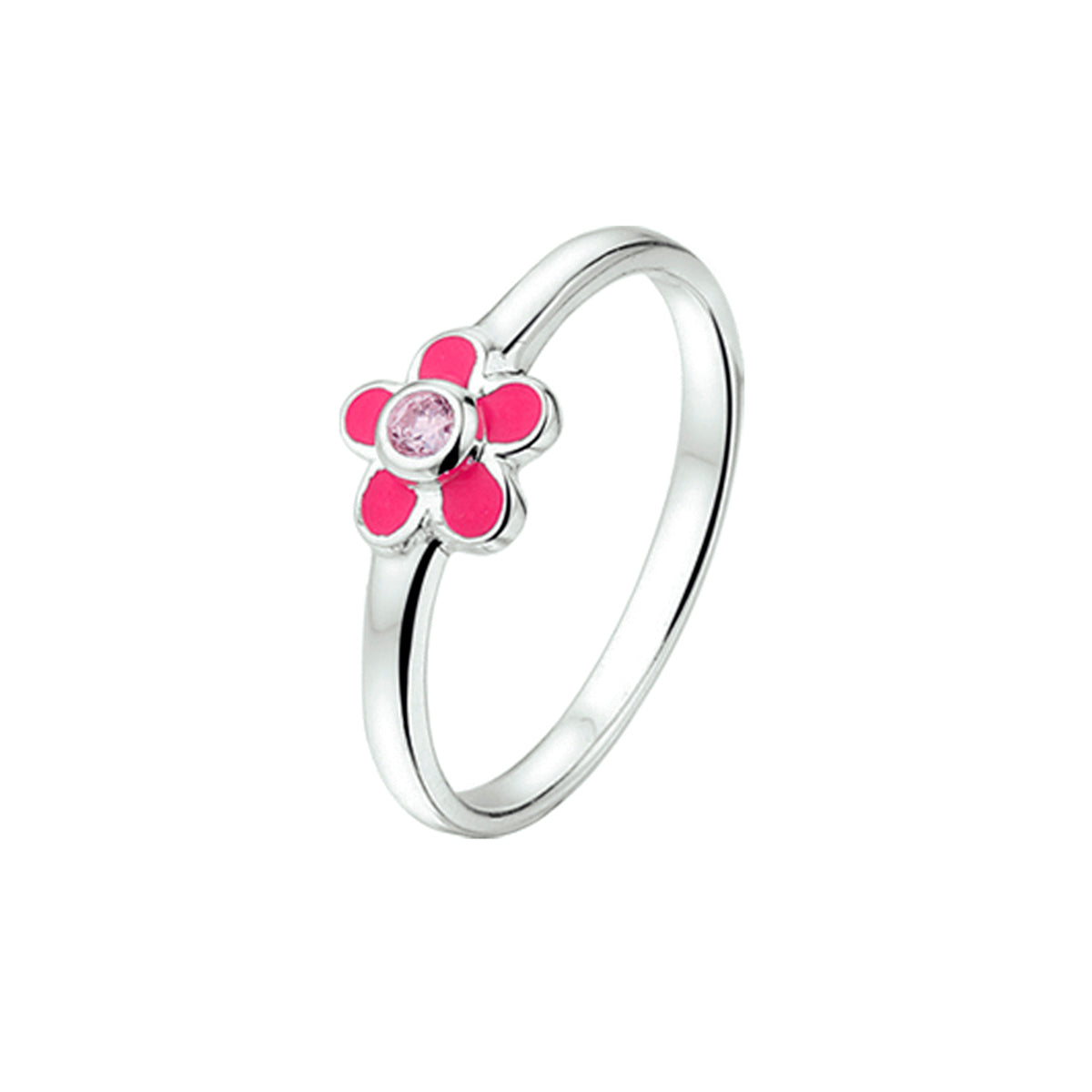 vDam Ring Bloem Roze Zirkonia Zilver Gerhodineerd 1329359