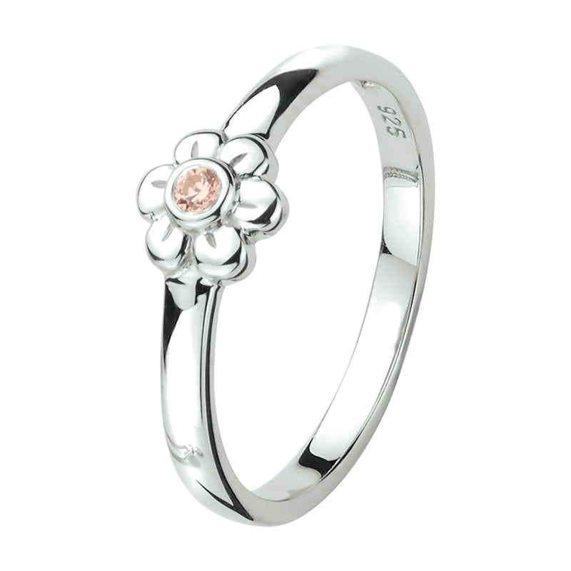 vDam Ring Bloem Roze Zirkonia Zilver Gerhodineerd 1330235