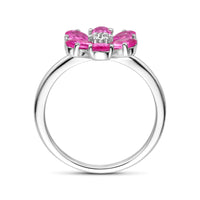 vDam Ring Bloem Wit En Roze Zirkonia Zilver Gerhodineerd 1339191 Maat 16½