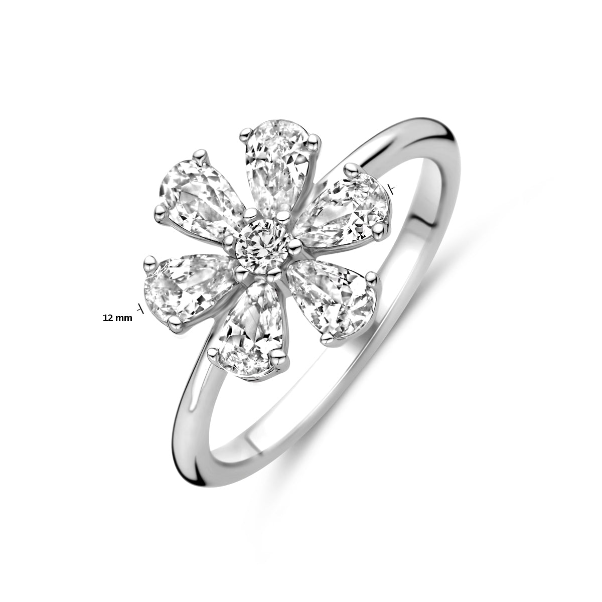 vDam Ring Bloem Wit Zirkonia Zilver Gerhodineerd 1339197 Maat 17¼