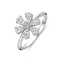 vDam Ring Bloem Wit Zirkonia Zilver Gerhodineerd 1339197