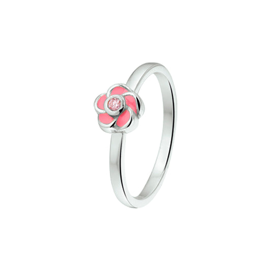 vDam Ring Bloem Roze Zirkonia Zilver Gerhodineerd 1329323