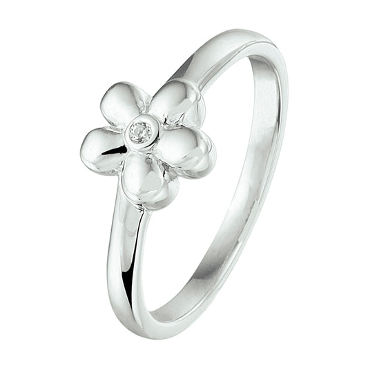 vDam Ring Bloem Zirkonia Zilver Gerhodineerd 1337335