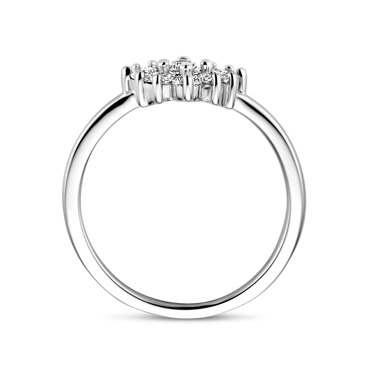 vDam Ring Bloem Zirkonia Zilver Gerhodineerd 1338462 Maat 17¾