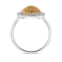 vDam Ring Citrien En Zirkonia Halo Zilver Gerhodineerd 1337899 Maat 16½