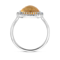 vDam Ring Citrien En Zirkonia Halo Zilver Gerhodineerd 1337900 Maat 17
