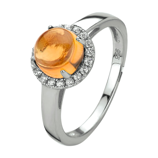 vDam Ring Citrien En Zirkonia Zilver Gerhodineerd 1330247