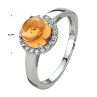 vDam Ring Citrien En Zirkonia Zilver Gerhodineerd 1330249 Maat 17¾